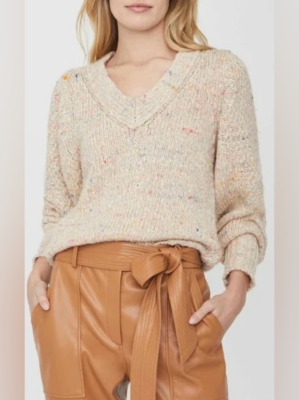 Brochu Walker Andrain V-Neck Sweater in Saffro Multi size XS